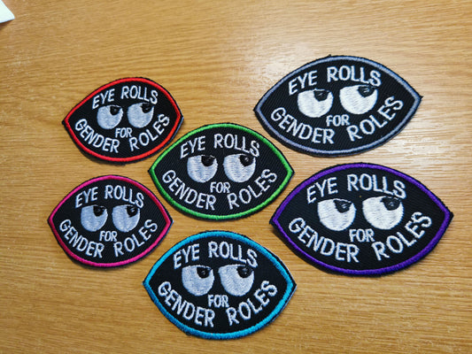 Eye Rolls for Gender Roles Embroidered Patch Eye Shape