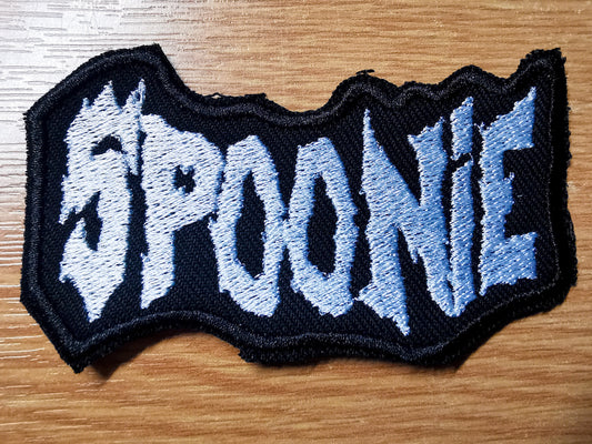 Spoonie Death Metal Iron On Embroidered Patch Spoon Theory Invisible Disability EDS or Fibromyalgia Autism Black Metal