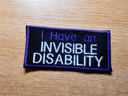 I Have an Invisible Disability Iron on Embroidered Patch Sew-On Purple