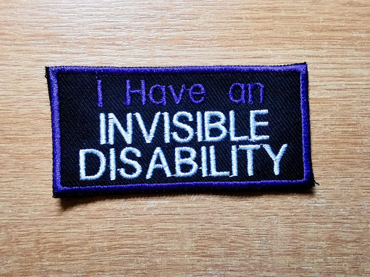 I Have an Invisible Disability Iron on Embroidered Patch Sew-On Purple