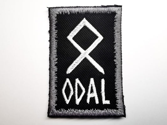 Odal Othala Rune Embroidered Patch with Pewter Snow Border Biker Patch