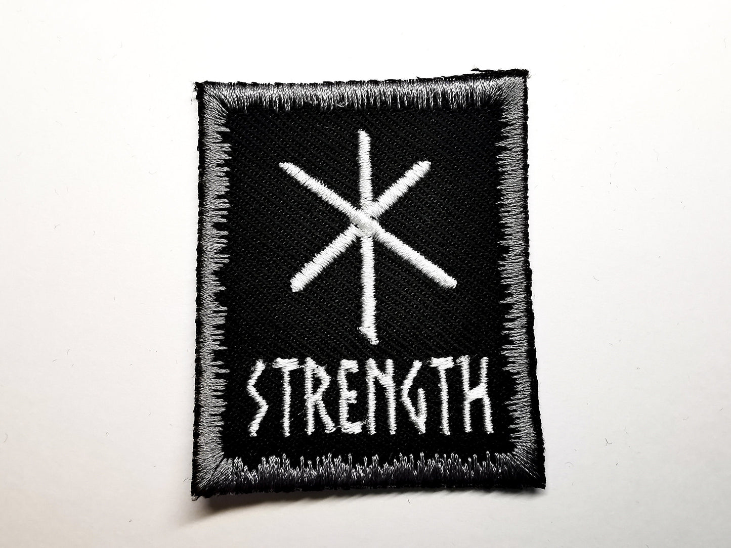 Strength Bindrune Viking Patch Iron On Embroidered Norse Heathenry Bind Runes