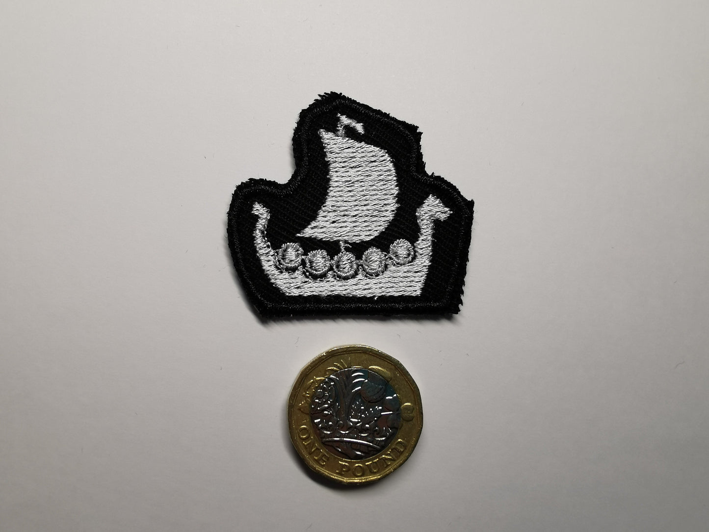 TINY Longship Longboat Viking Ship Valhalla Norse Viking Iron on Embroidered Patch Contour