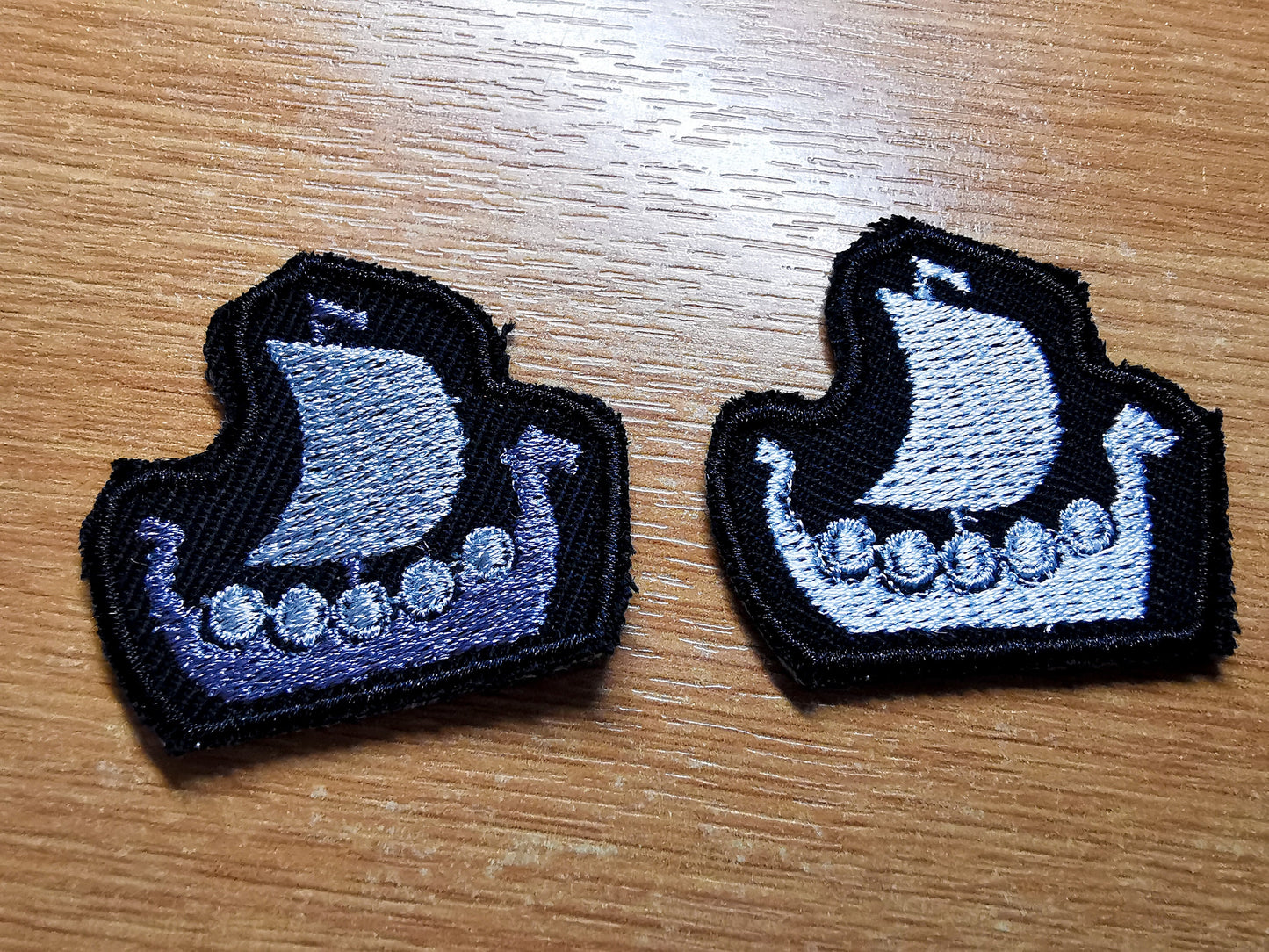 TINY Longship Longboat Viking Ship Valhalla Norse Viking Iron on Embroidered Patch Contour