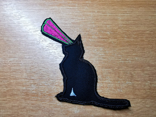 Cat with Laser Eyes Iron on Black Kitten in Cute Super Powers