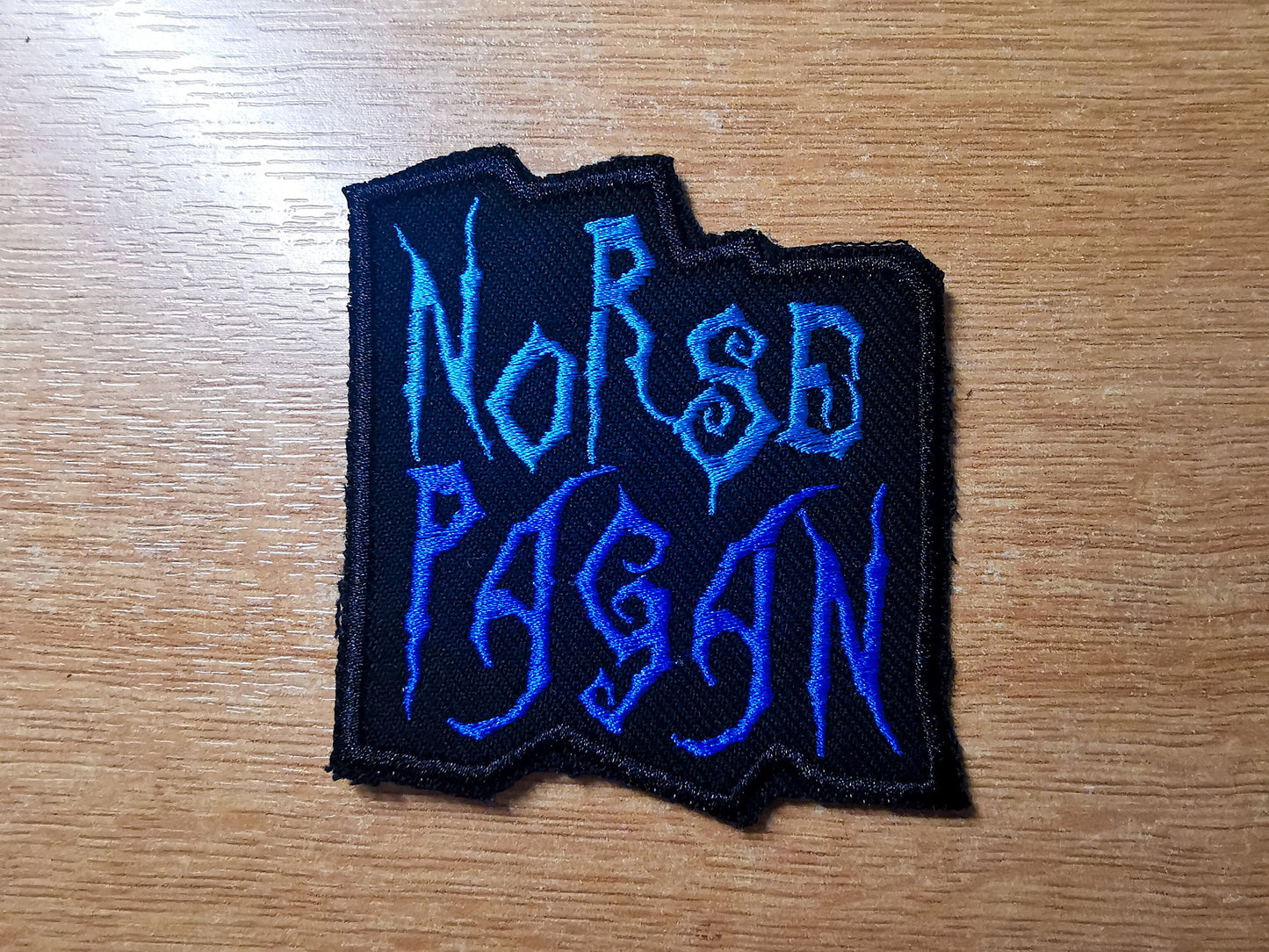 Norse Pagan Two Shades of Blue Embroidered Patch Heavy Metal style patch