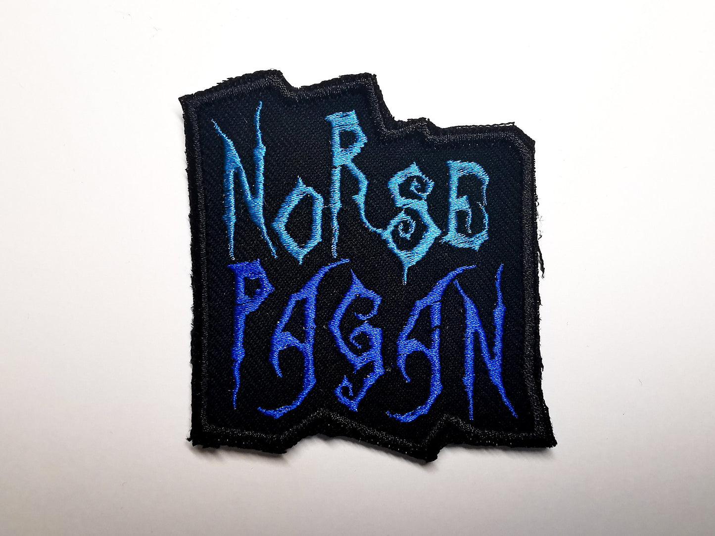 Norse Pagan Two Shades of Blue Embroidered Patch Heavy Metal style patch