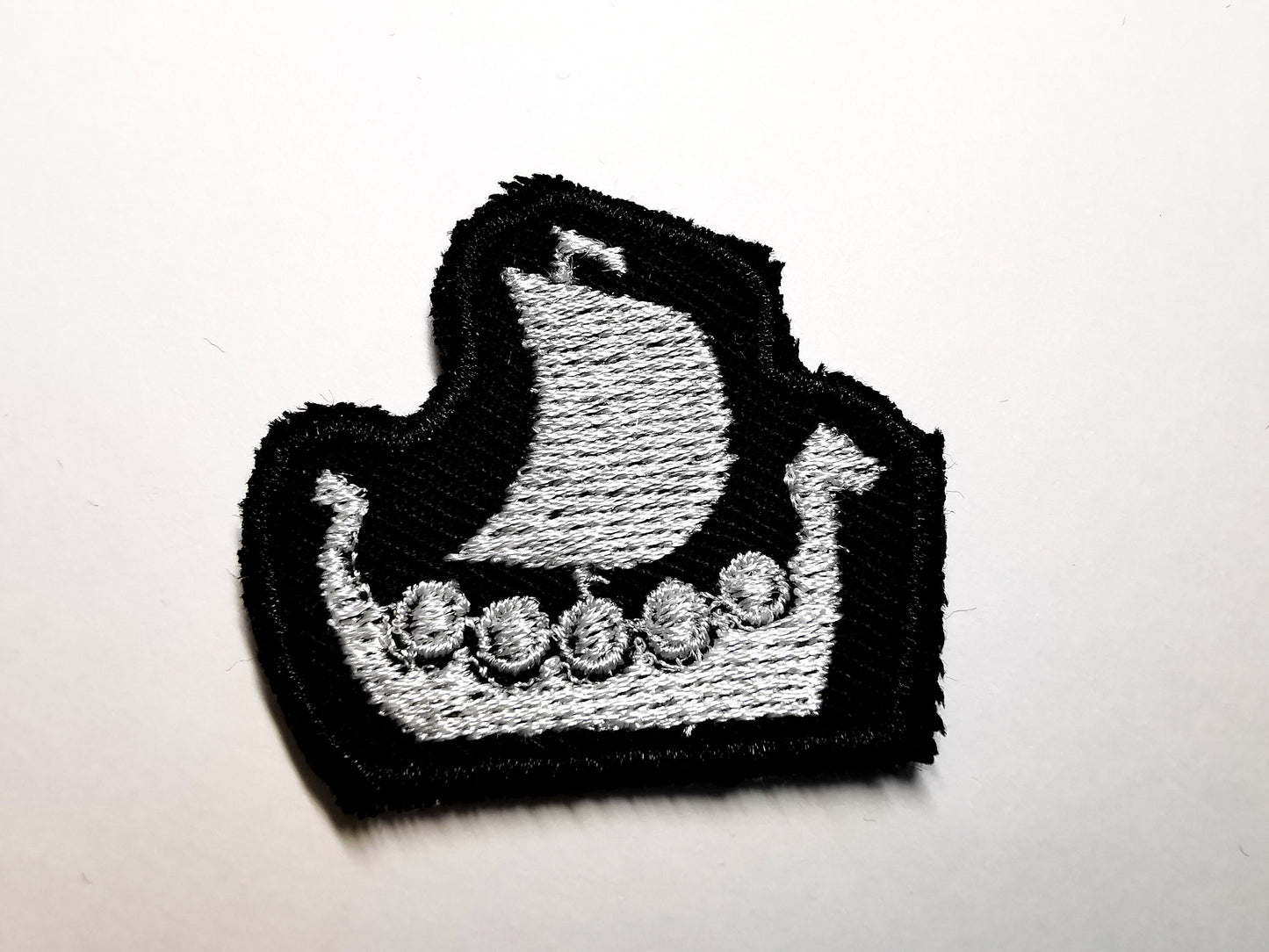 TINY Longship Longboat Viking Ship Valhalla Norse Viking Iron on Embroidered Patch Contour