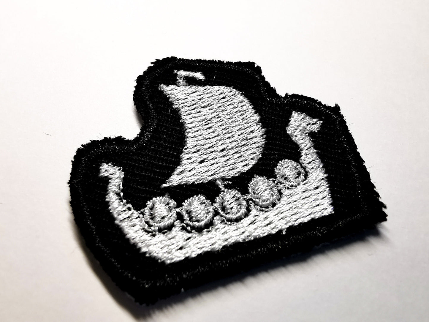 TINY Longship Longboat Viking Ship Valhalla Norse Viking Iron on Embroidered Patch Contour