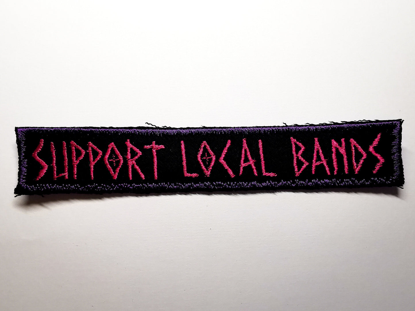 Support Local Bands Embroidered Patch Pink and Purple Metal Punk Rock Emo Pop-Punk Local Scene