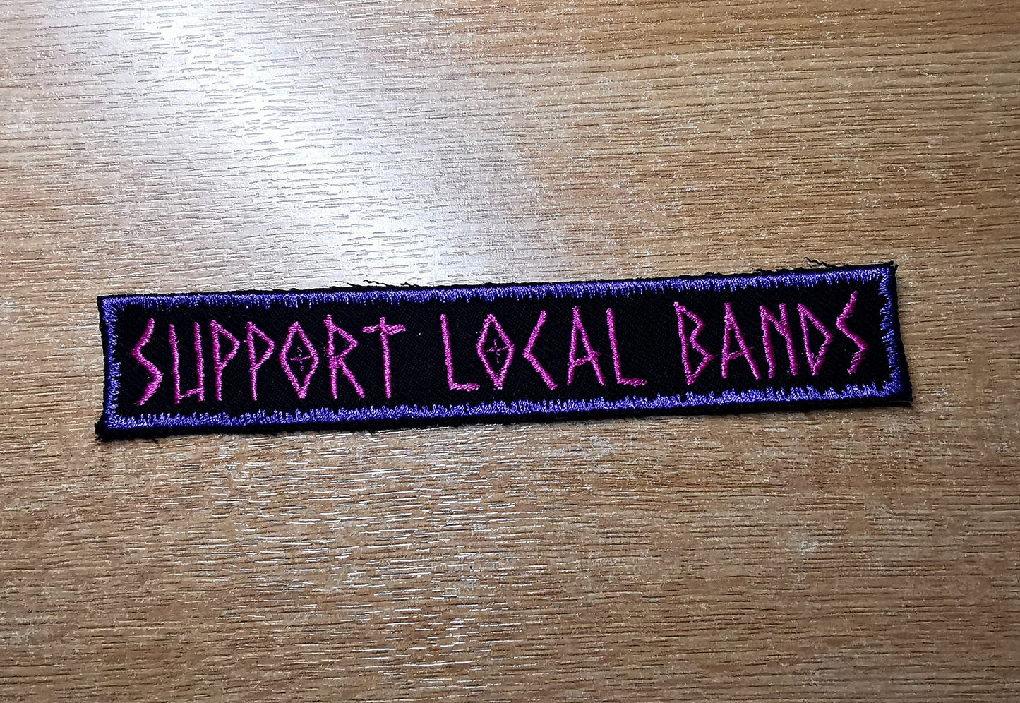 Support Local Bands Embroidered Patch Pink and Purple Metal Punk Rock Emo Pop-Punk Local Scene