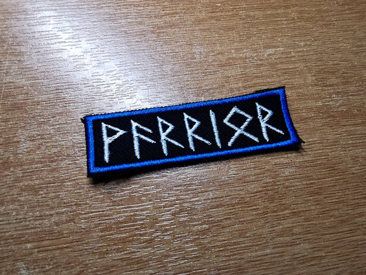 Warrior Runes Iron on Embroidered Blue or Red Border Patch Viking Warrior Norse Inspired Patches