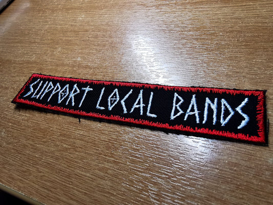 Support Local Bands Embroidered Patch Red and White Metal Punk Rock Emo Pop-Punk Local Scene