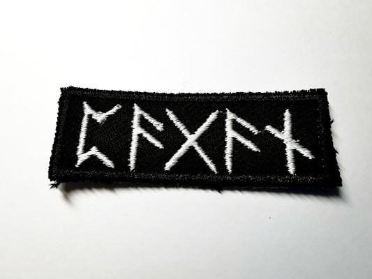 Pagan in Runes SMALL Iron On Embroidered Patch Norse Mythology Viking Black Metal style patch