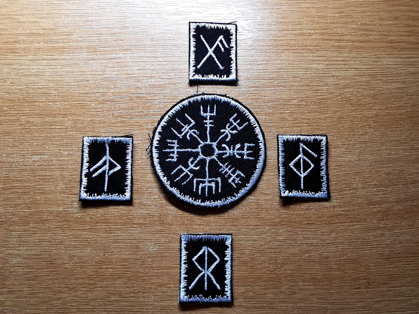 Viking Patches Bundle White Borders Iron on or Sew on Norse Embroidered Patches Custom Rune Choice