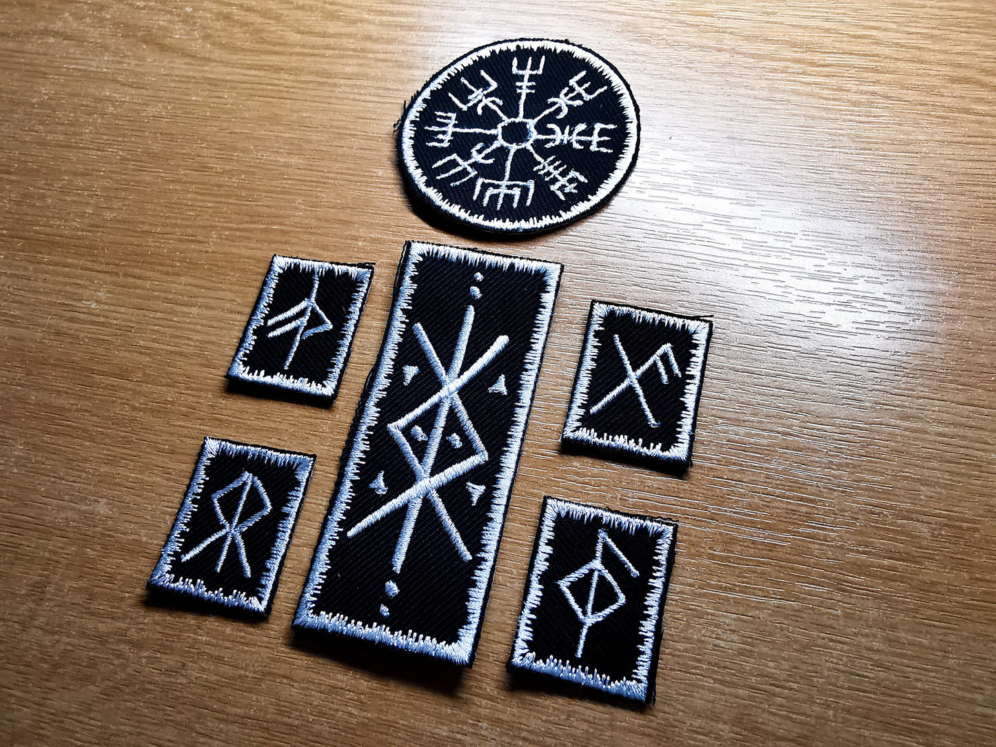 Viking Patches Bundle White Borders Iron on or Sew on Norse Embroidered Patches Custom Rune Choice