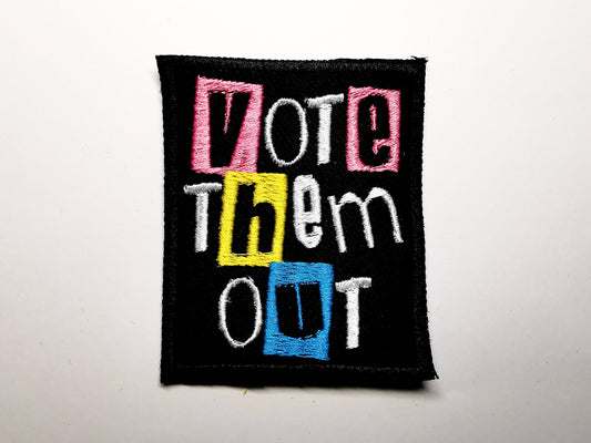 Vote Them Out Punk Embroidered Iron On Patch Politics Pastel Styled - Pink / Yellow / Aqua