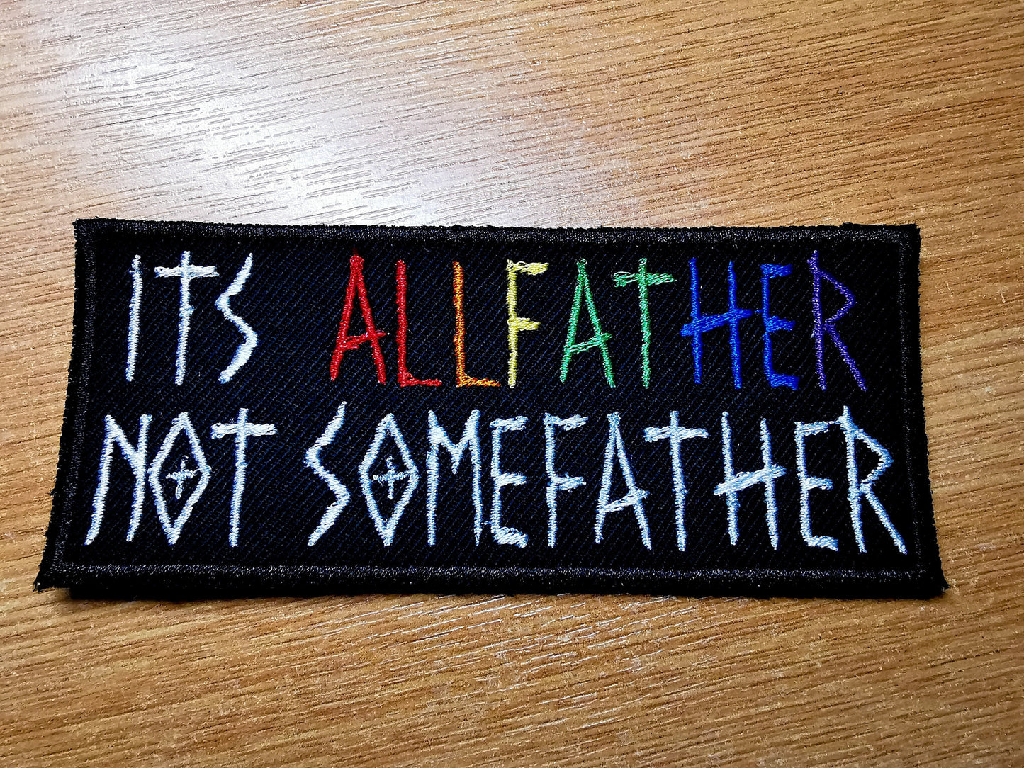 It's Allfather not Somefather Rainbow Iron On Embroidered Patch LGBTQ+ Viking Patches Equality