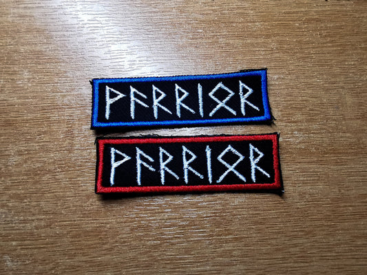 Warrior Runes Iron on Embroidered Blue or Red Border Patch Viking Warrior Norse Inspired Patches