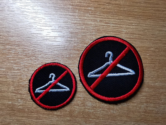 Bigger Never Again Abortion Rights Hanger Feminism Iron on Patch Larger Size