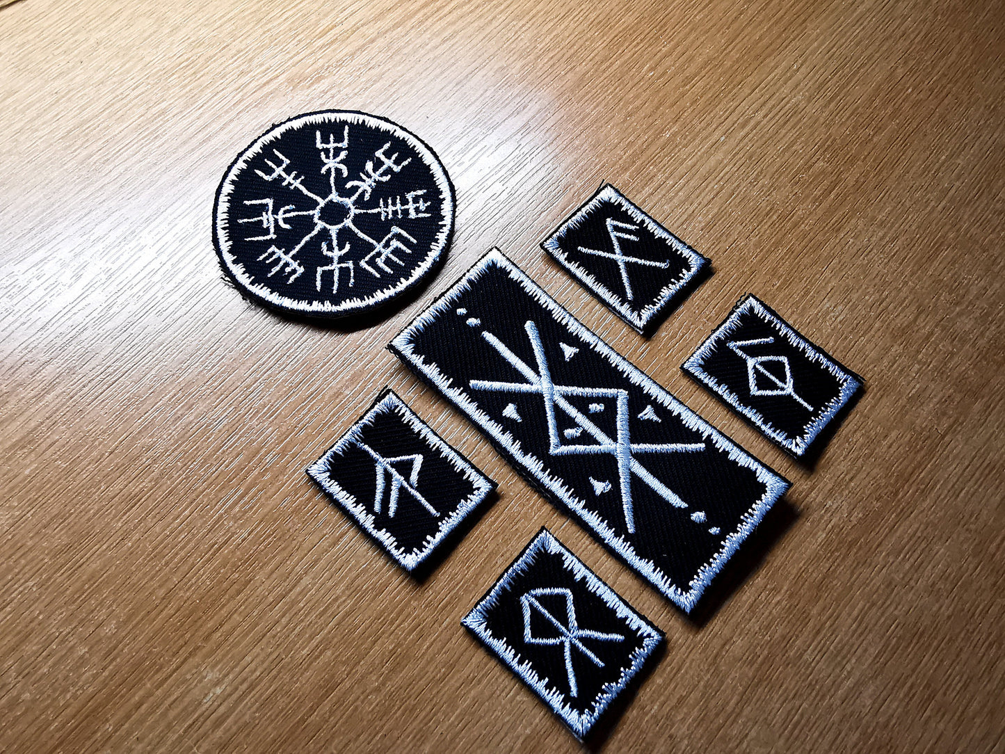 Viking Patches Bundle White Borders Iron on or Sew on Norse Embroidered Patches Custom Rune Choice