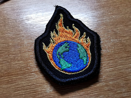 Earth Fireball Climate Action Environmental Iron on or Sew on Embroidered Patch