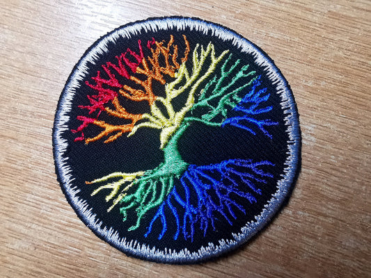 Rainbow Yggdrasil Tree of Life Iron On Embroidered Patch Norse Mythology Viking