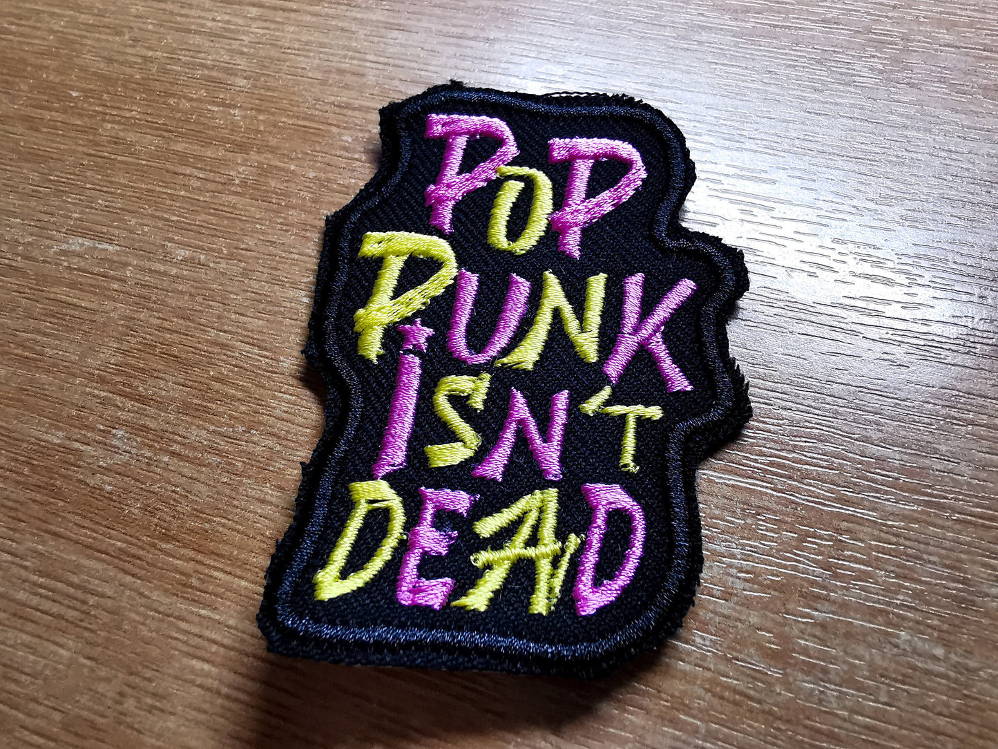 Pop Punk Isn't Dead Embroidered Iron On Patch Pop Punk 2022 Revival MGK Yung Pink and Yellow