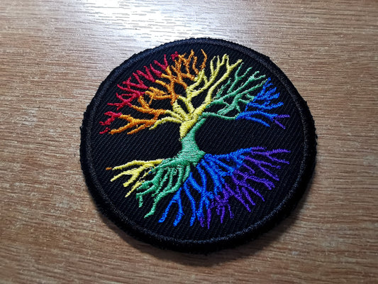 Rainbow Yggdrasil Tree of Life Iron On Embroidered Patch Norse Mythology Viking