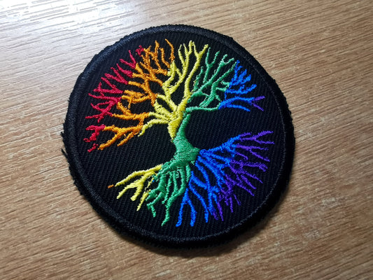 Rainbow Yggdrasil Tree of Life Iron On Embroidered Patch Norse Mythology Viking