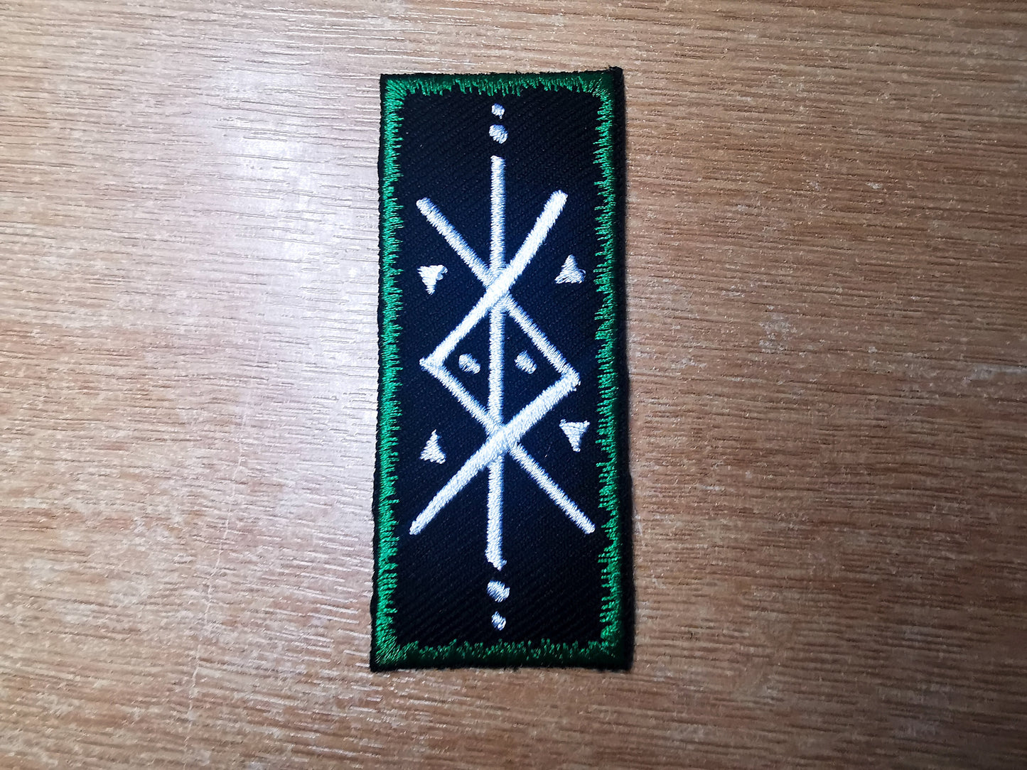 Protection Bindrune Jade Green Viking Patch Iron On Embroidered Norse Heathenry Bind Runes