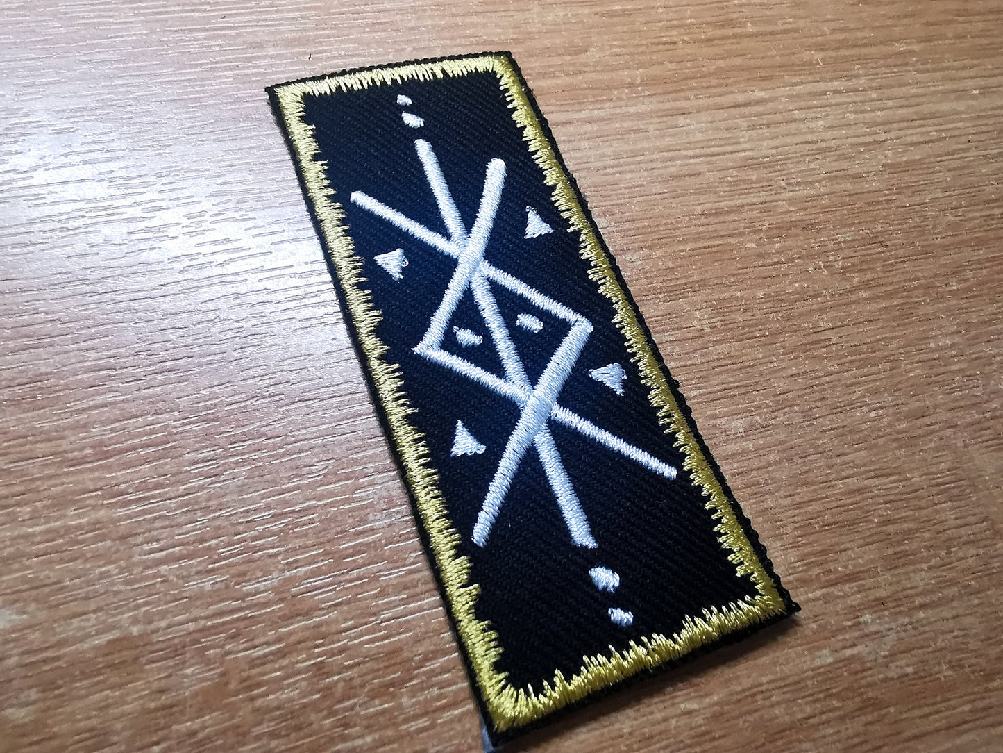 Protection Bindrune Gold Viking Patch Iron On Embroidered Norse Heathenry Bind Runes