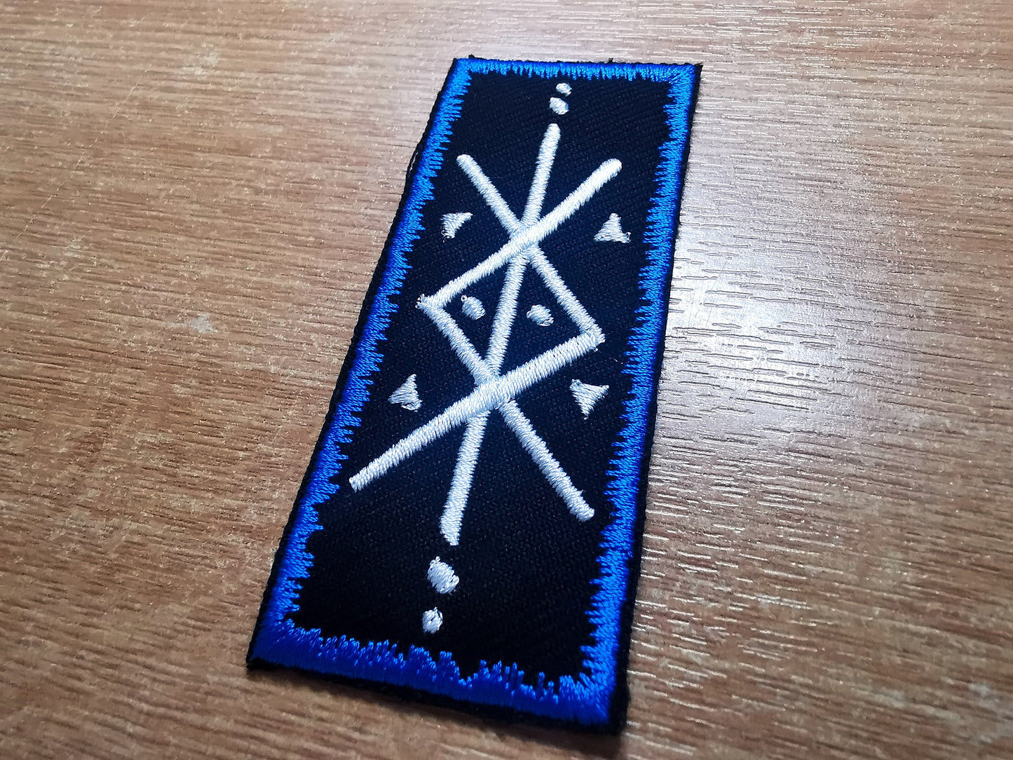 Protection Bindrune Vibrant Electric Blue Viking Patch Iron On Embroidered Norse Heathenry Bind Runes