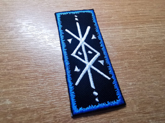 Protection Bindrune Ocean Blue Viking Patch Iron On Embroidered Norse Heathenry Bind Runes