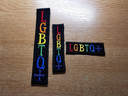 LGBTQ+ Vertical and Smaller Rainbow Iron On Patch Pride Embroidered