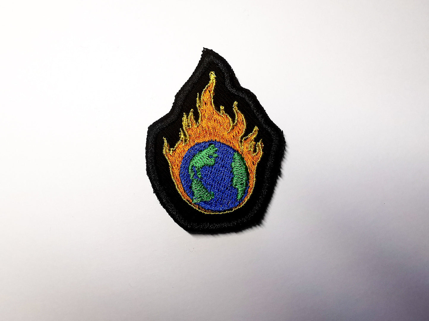 Earth Fireball Climate Action Environmental Iron on or Sew on Embroidered Patch