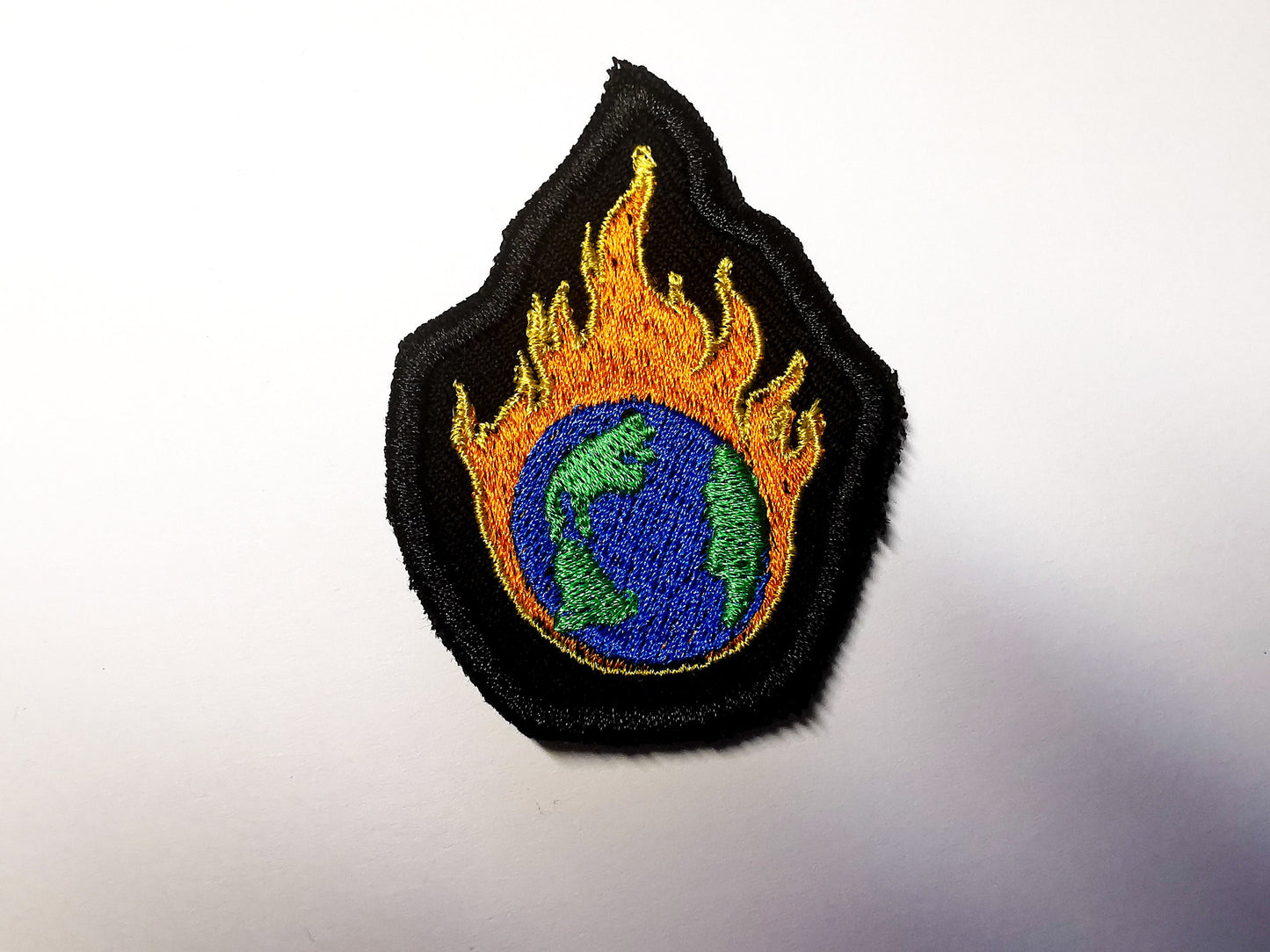 Earth Fireball Climate Action Environmental Iron on or Sew on Embroidered Patch