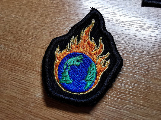 Earth Fireball Climate Action Environmental Iron on or Sew on Embroidered Patch