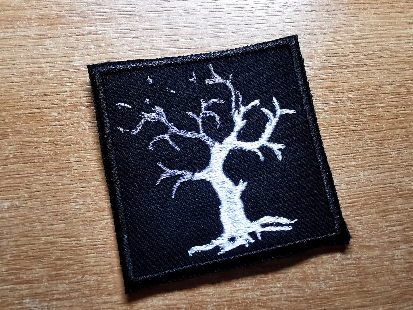 Dead tree Half Ash Embroidered Iron On Patch Gothic Black Metal Nature Oak