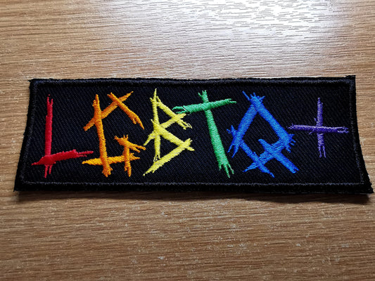 LGBTQ+ Black Metal Rainbow Iron On Patch Pride Embroidered