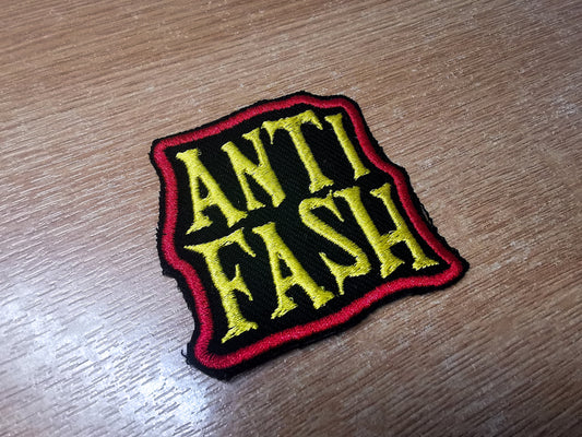 Anti Fash Antifacist Embroidered Iron On Patch Politics Punk Red and Yellow