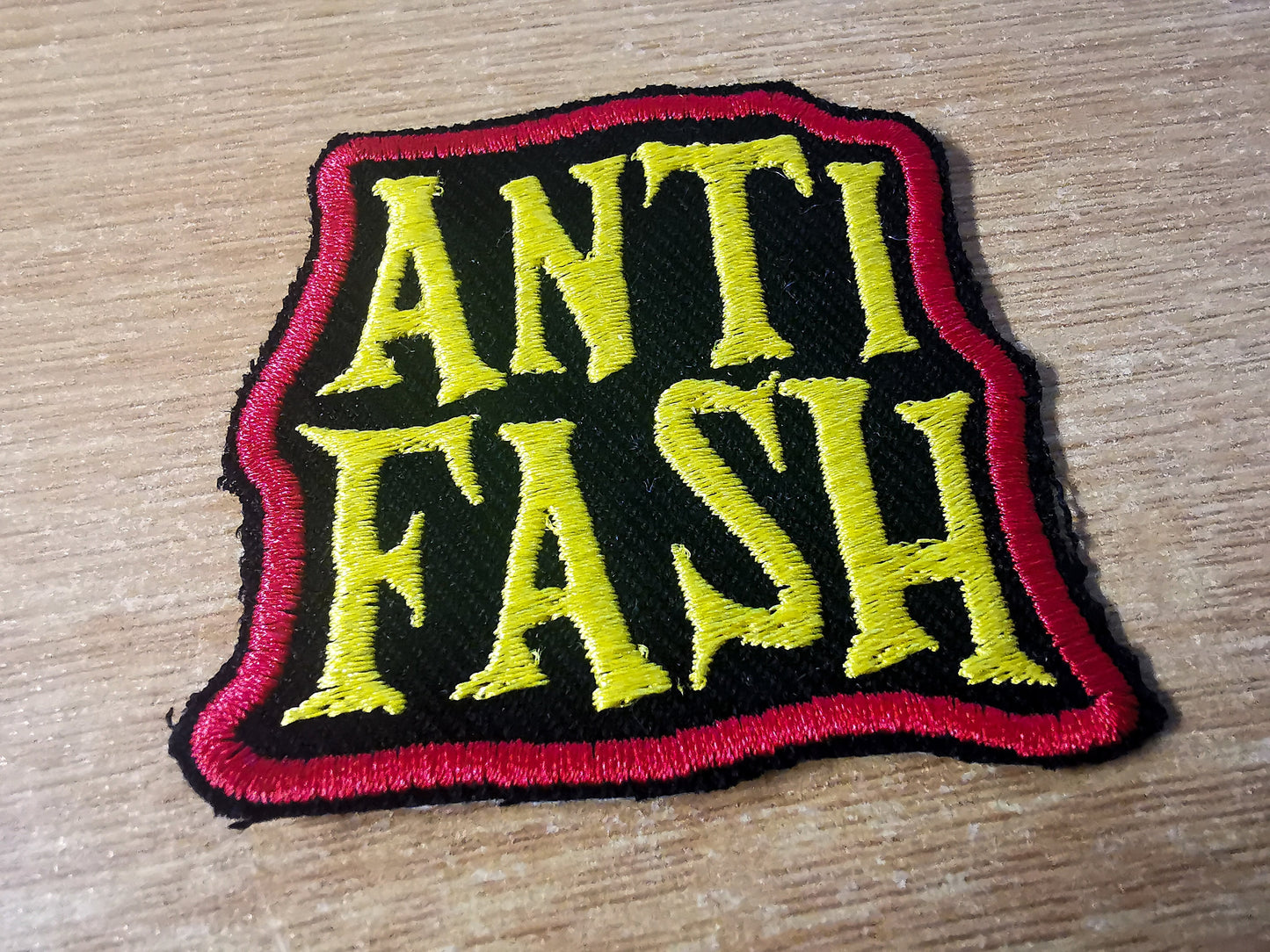 Anti Fash Antifacist Embroidered Iron On Patch Politics Punk Red and Yellow