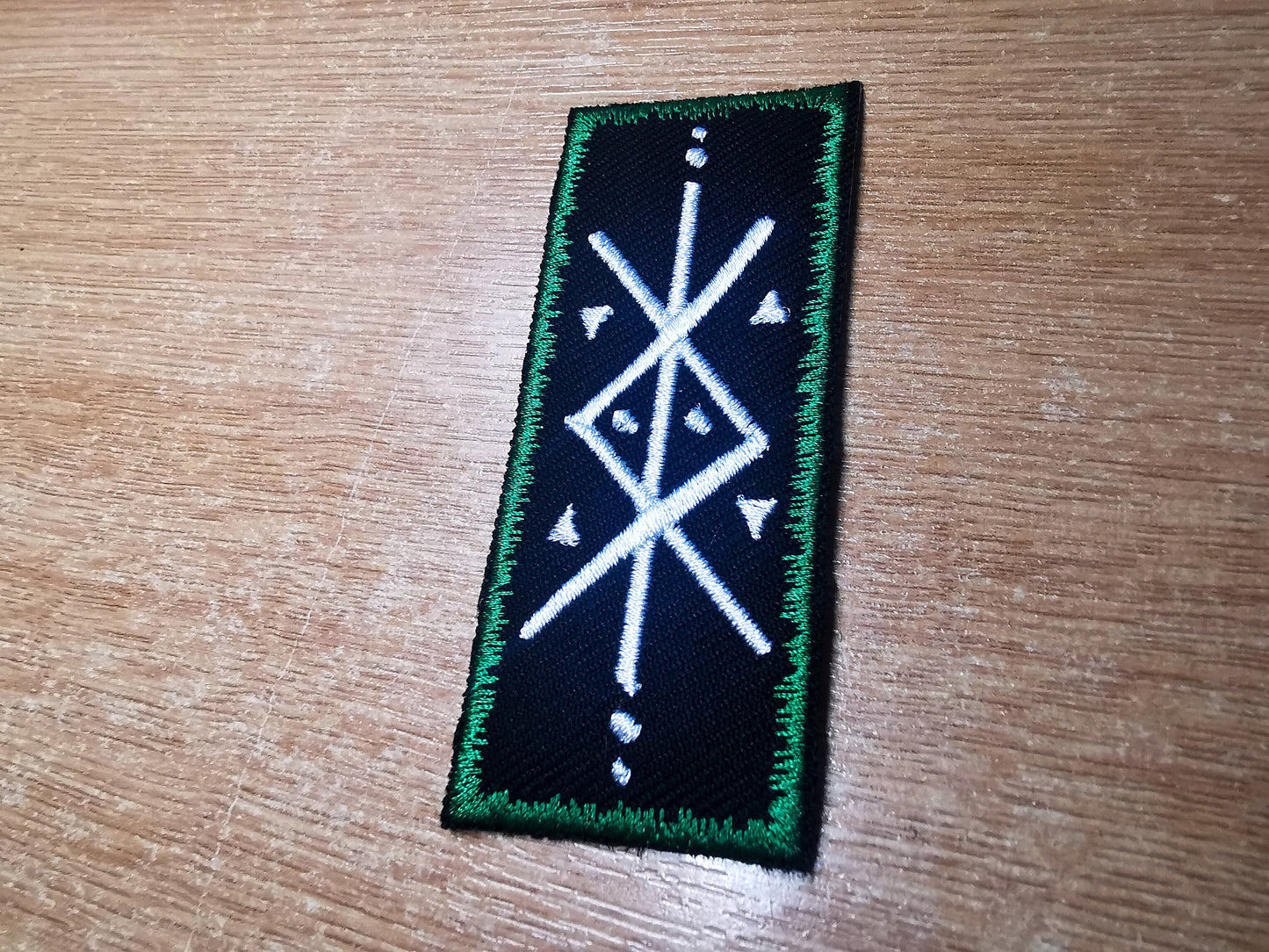 Protection Bindrune Jade Green Viking Patch Iron On Embroidered Norse Heathenry Bind Runes