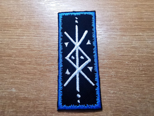 Protection Bindrune Ocean Blue Viking Patch Iron On Embroidered Norse Heathenry Bind Runes