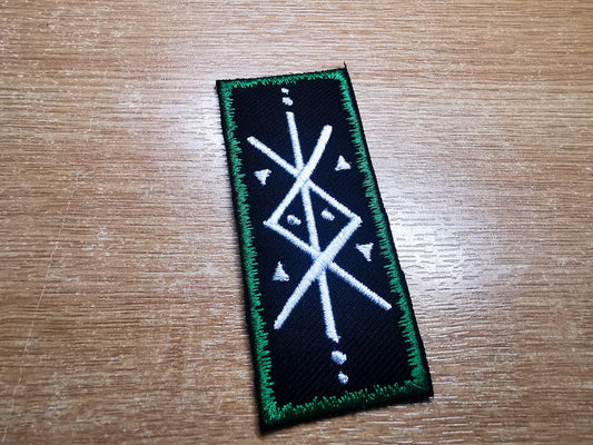 Protection Bindrune Jade Green Viking Patch Iron On Embroidered Norse Heathenry Bind Runes