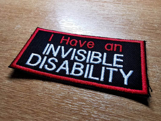 I Have an Invisible Disability Iron on Embroidered Patch Sew-On Red