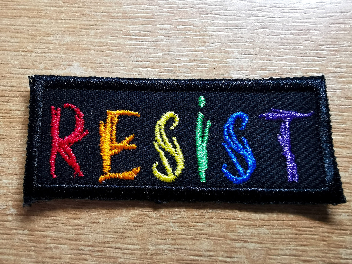 Resist Rainbow LGBTQ+ Anarchist Politics Feminist Iron on Embroidered Patch