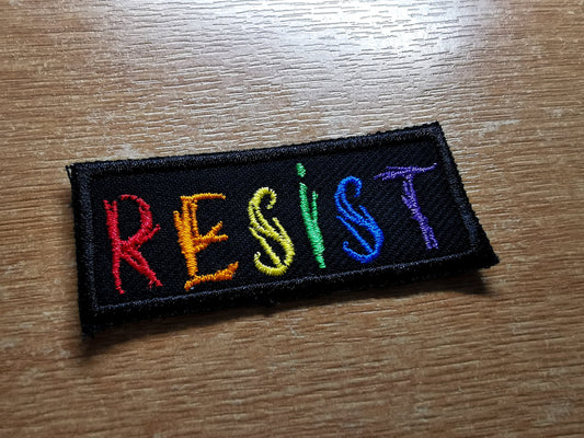 Resist Rainbow LGBTQ+ Anarchist Politics Feminist Iron on Embroidered Patch