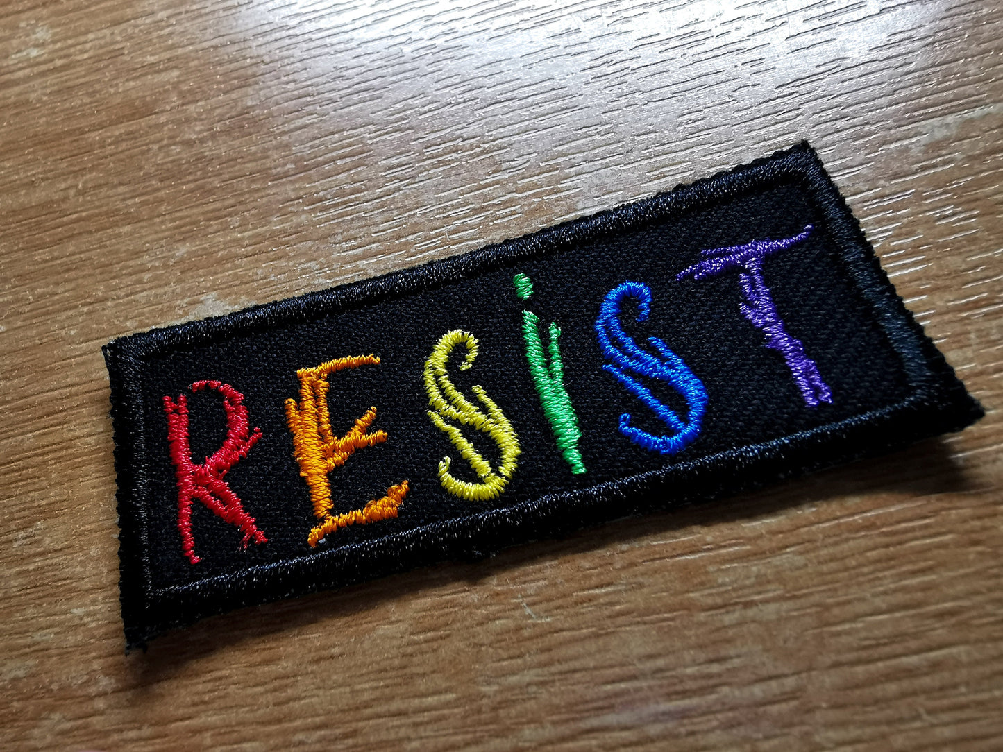 Resist Rainbow LGBTQ+ Anarchist Politics Feminist Iron on Embroidered Patch