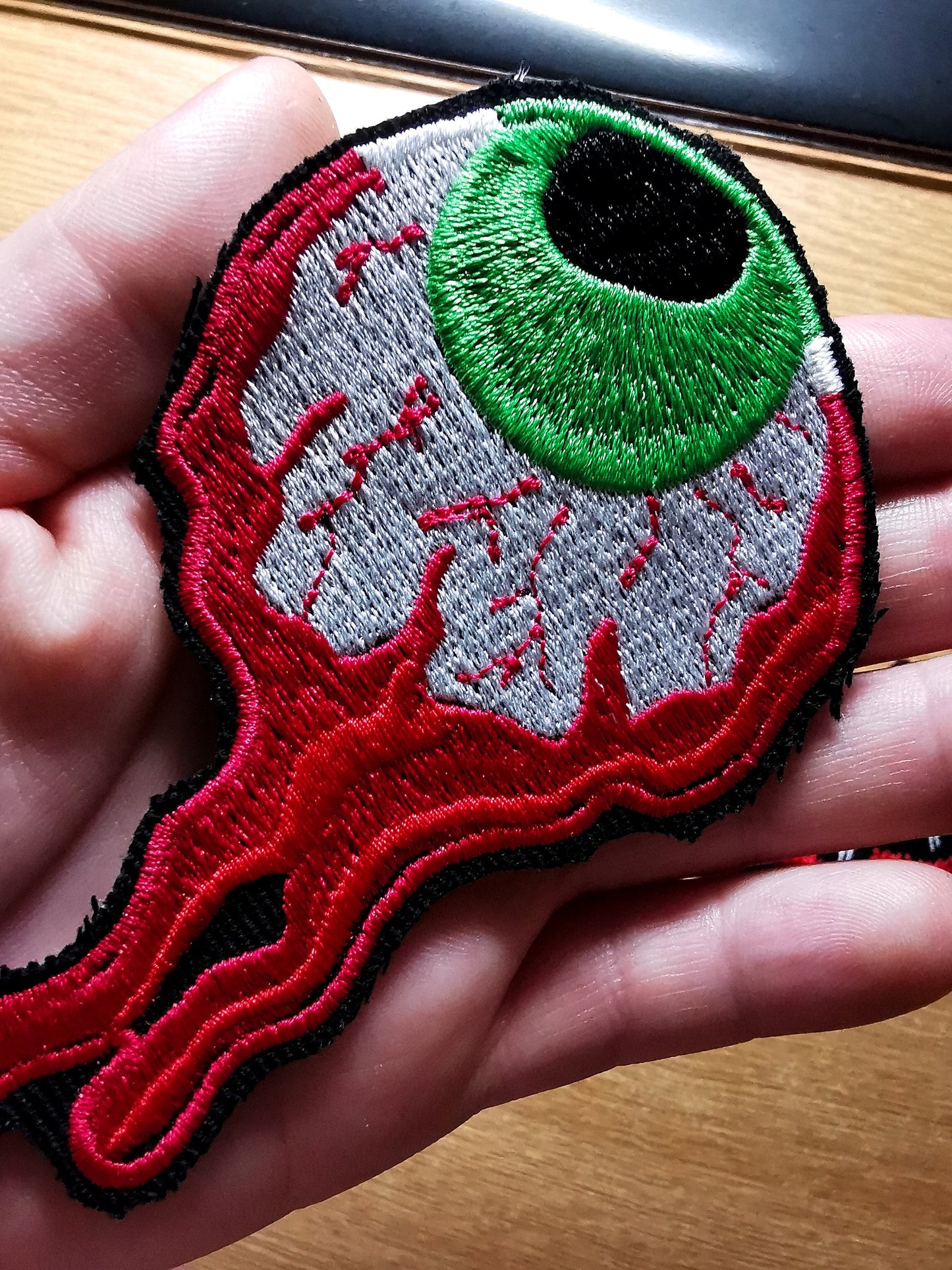 Creepy Eyeball Larger Iron on Patch Embroidered Art Skateboarding Style Graphics